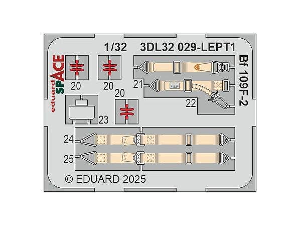 1/32 Bf109F-2 スペース内装3Dデカール w/エッチングパーツセット (ハセガワ用)
