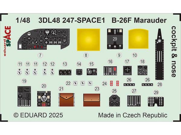 1/48 B-26F マローダー スペース内装3Dデカール w/エッチングパーツセット (ICM用)