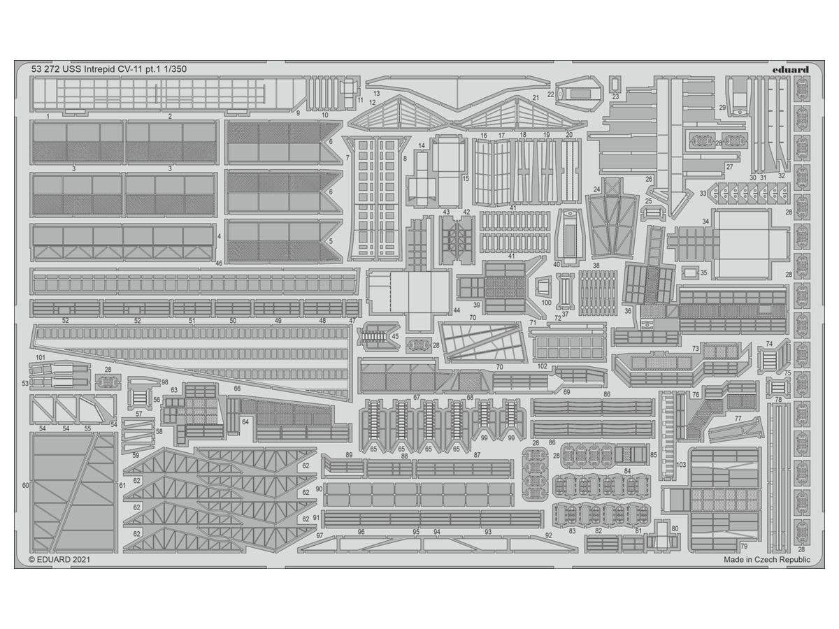 1/350 空母イントレピッド CV-11 パート1 エッチングパーツ (トランぺッター用)