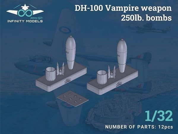 1/32 DH-100 ヴァンパイア用250ポンド爆弾 (2個入り) (インフィニティモデルズ用)
