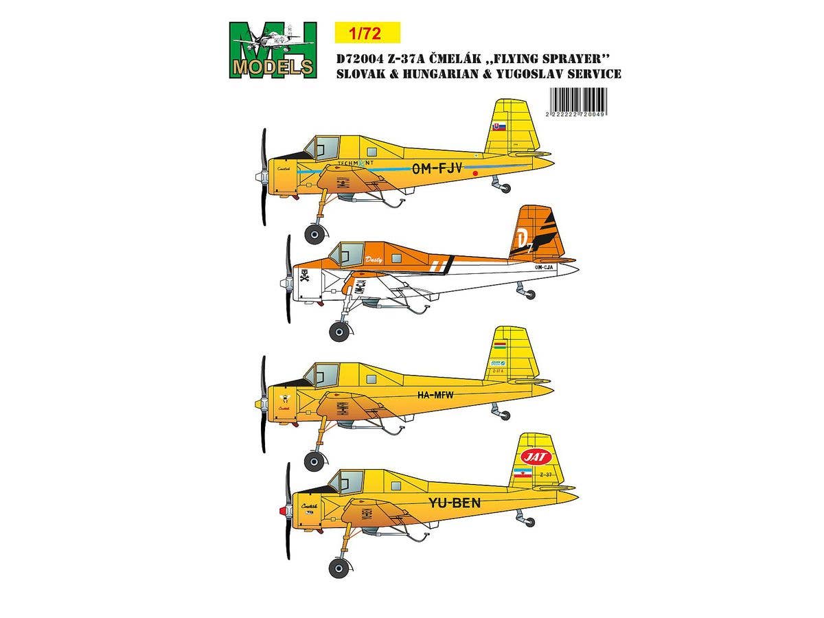 1/72 LET Z-37A チメラック 農業デカール スロバキア/ハンガリー/ユーゴスラビア