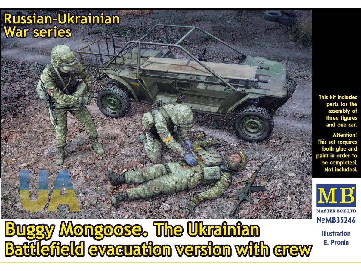 1/35 ロシア・ウクライナ戦争シリーズ: ウクライナ軍 バギー マングース負傷者搬送車型w/クルー
