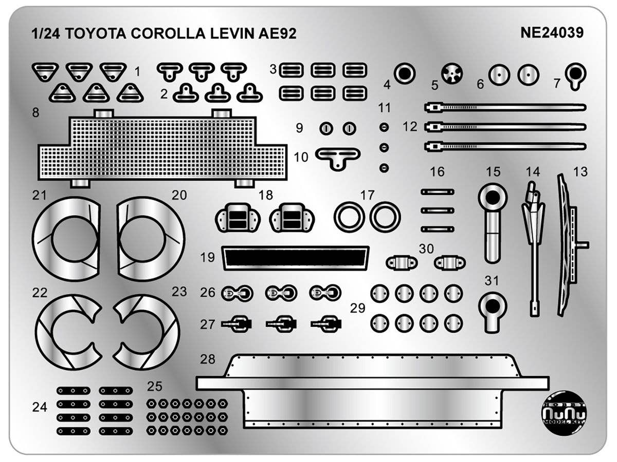 1/24 レーシングシリーズ トヨタ カローラ レビン AE92 1989 JTC SUGO用 ディテールアップパーツ