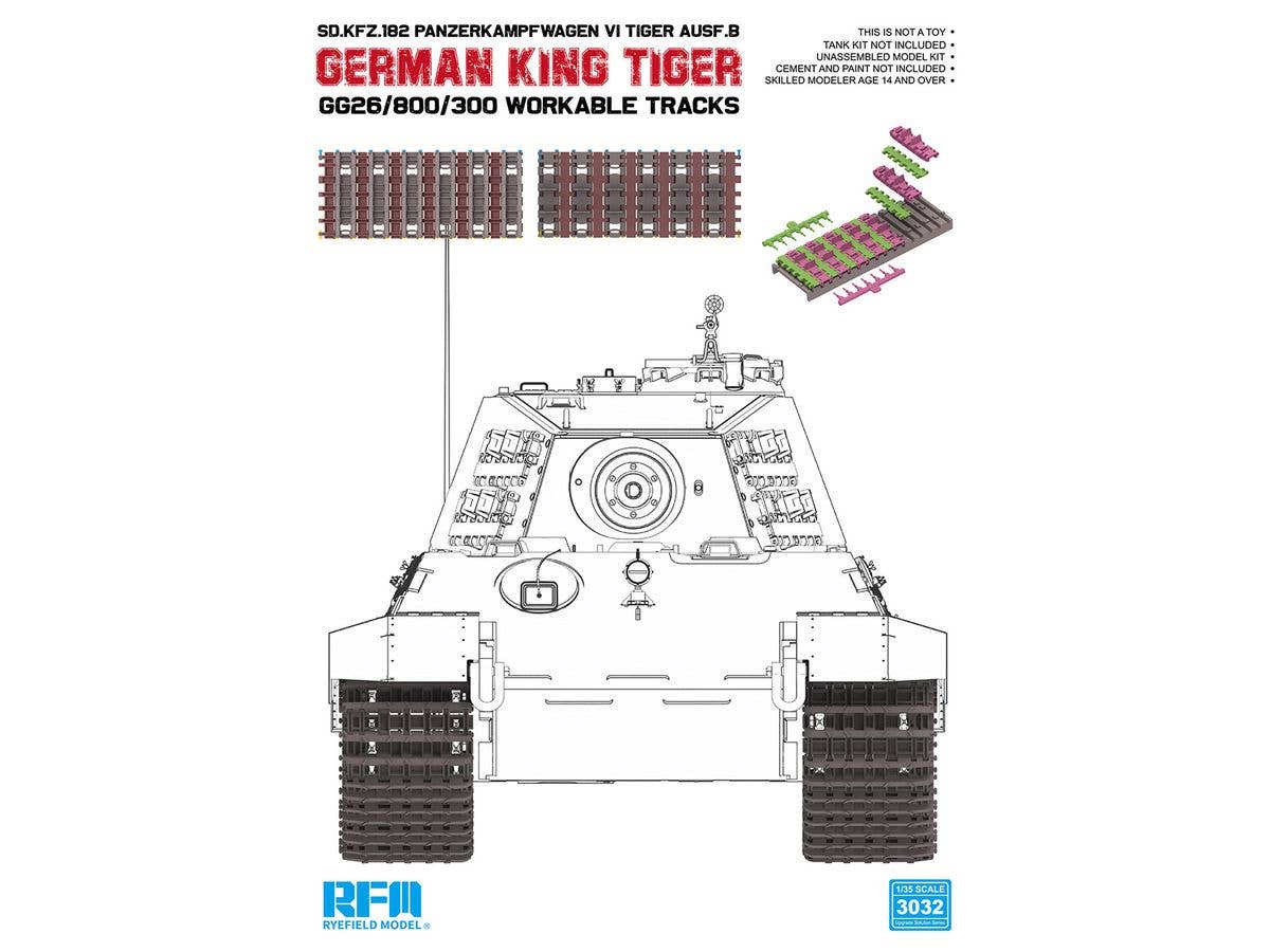1/35 キングタイガーシリーズ用 Gg26/800/300タイプ 可動式履帯 (インジェクション製)
