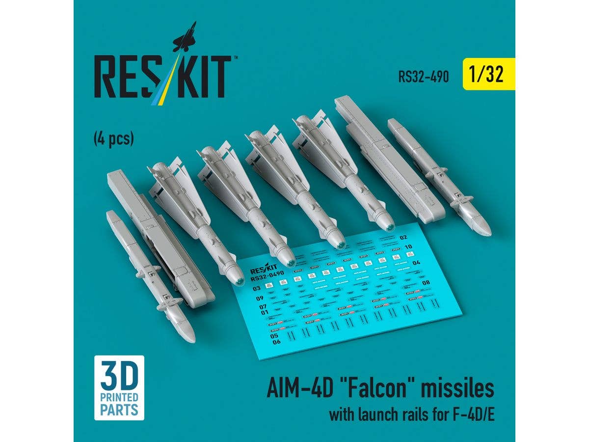 1/32 AIM-4D ファルコン 空対空ミサイルw/F-4D/E ファントム用ランチャー (4個入)