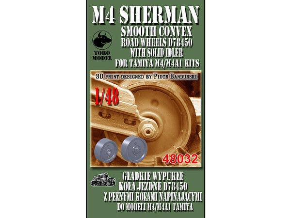 1/48 M4 シャーマン用スムーズコンベックス 凸型ロードホイール D78450w/ソリッド型誘導輪 (タミヤ用)