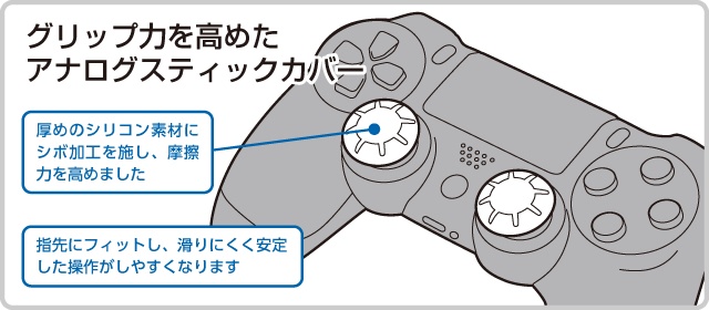 PlayStation 4: アナログスティックカバー ハイグリップ ブラック