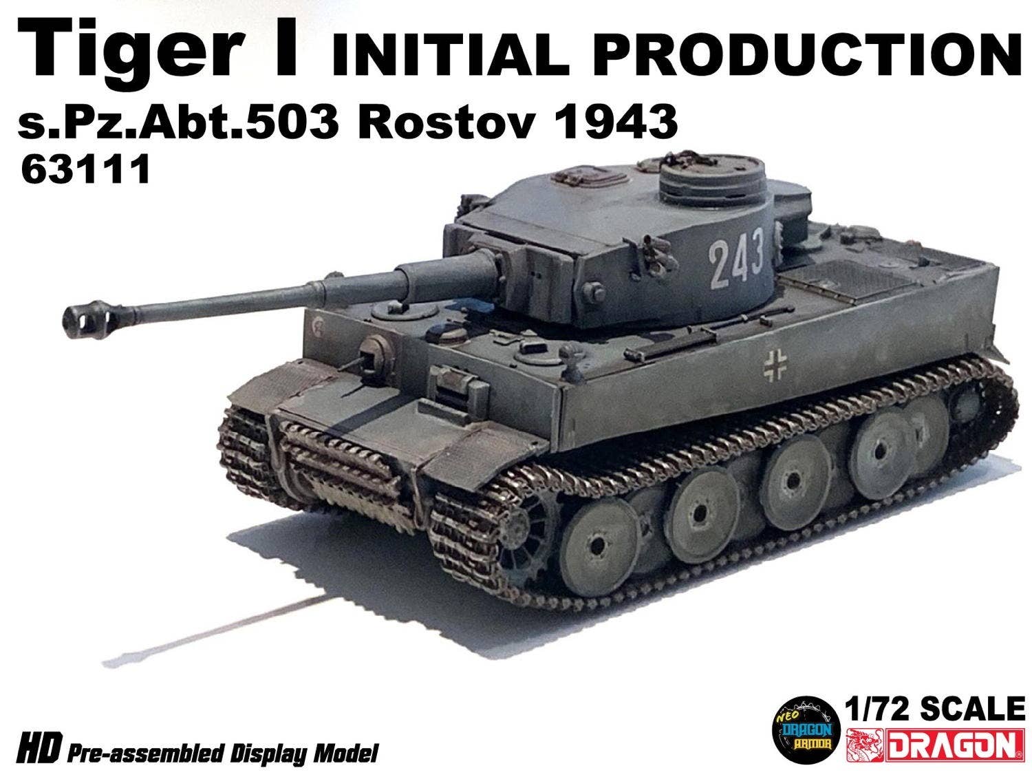  1/72 WW.II ドイツ軍 ティーガーI 極初期生産型 第503重戦車大隊 ロストフ 1943 完成品 