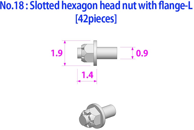 Slotted Hexagon Head Nut with Frange - L (42pcs)