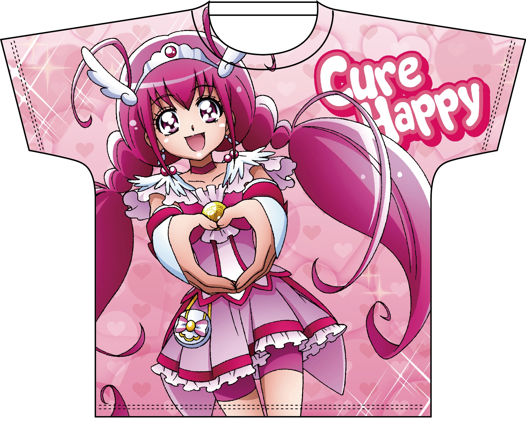 全プリキュア・フルカラープリントTシャツ : スマイルプリキュア! キュアハッピー XLサイズ