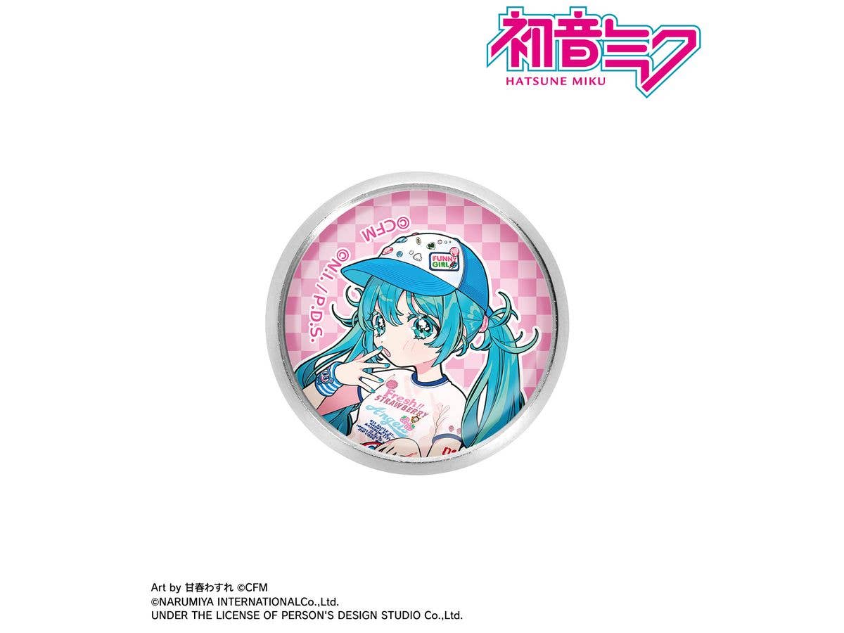 初音ミク: ANGEL BLUEコラボ 描き下ろし 初音ミク Art by 甘春わすれ ガラスマグネットピンバッジ ver.A