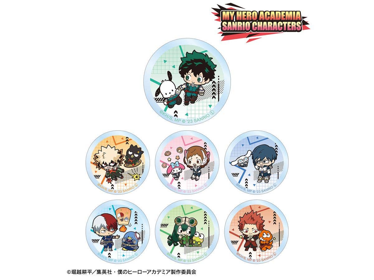 僕のヒーローアカデミア x サンリオキャラクターズ: 1Box 7pcsトレーディングアクリルステッカー 1年A組 ver.B