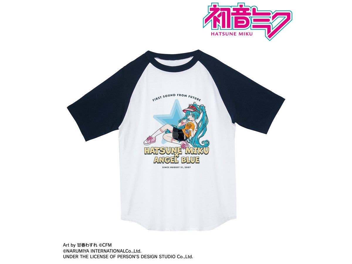 初音ミク: ANGEL BLUEコラボ 描き下ろし 初音ミク Art by 甘春わすれ ラグランTシャツ ver.Bユニセックス(サイズ / XL)