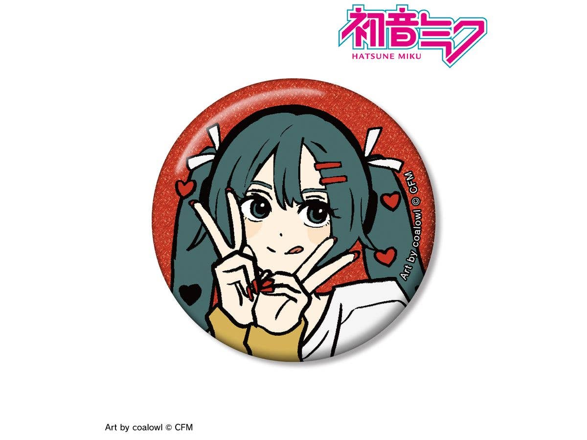 初音ミク: 描き下ろし 初音ミク ハートver. Art by coalowl グリッター缶バッジ ver.A