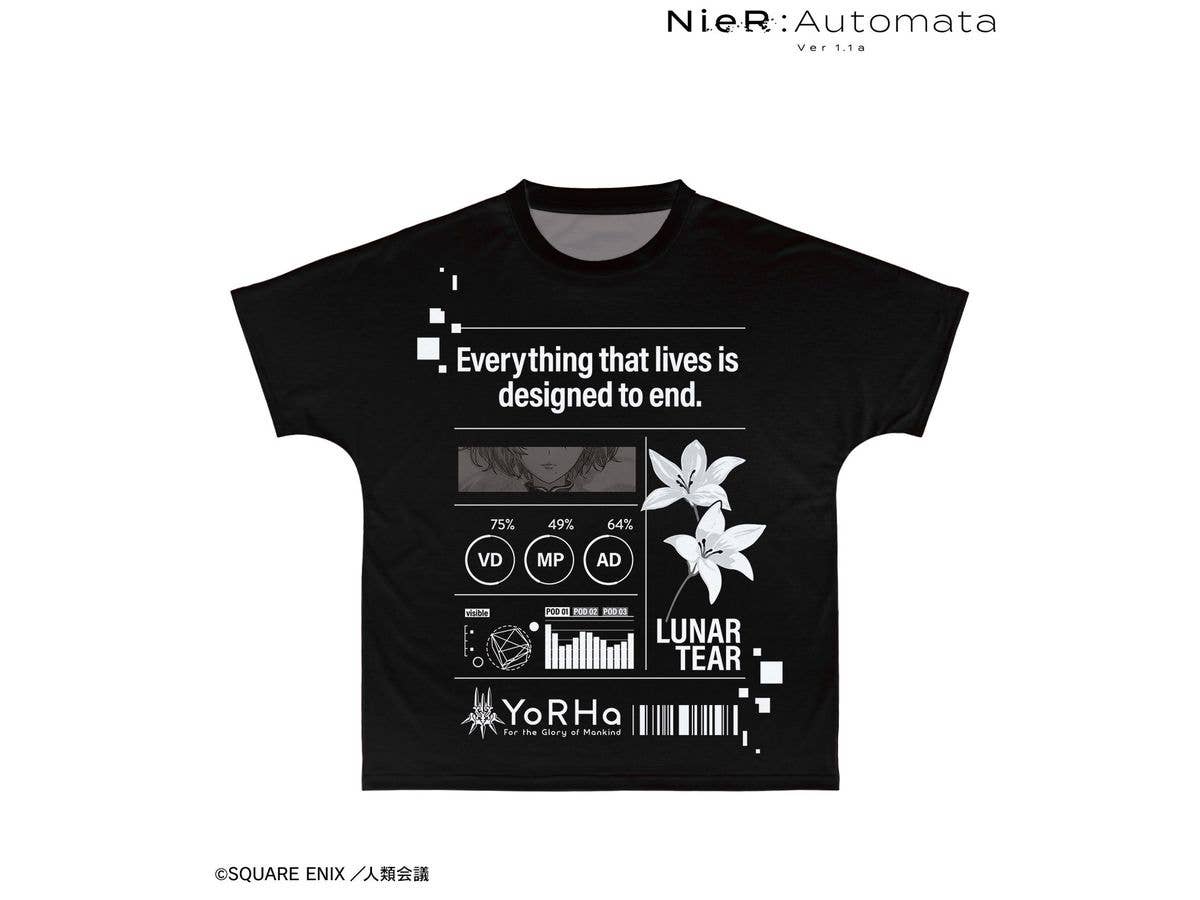 アニメ NieR:Automata Ver1.1a: 2B Ani-Art BLACK LABEL フルグラフィックTシャツユニセックス (サイズ/XXL)