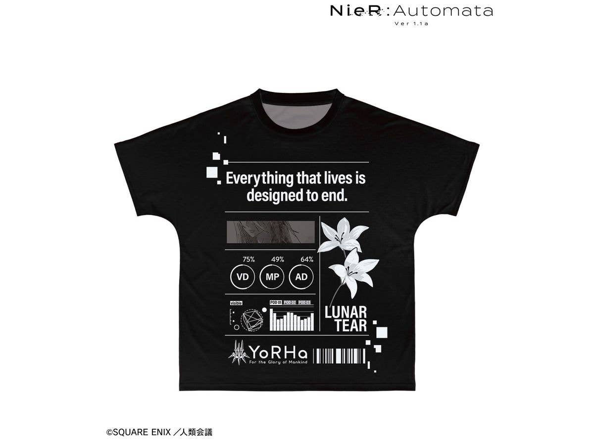 アニメ NieR:Automata Ver1.1a: A2 Ani-Art BLACK LABEL フルグラフィックTシャツユニセックス (サイズ/XL)