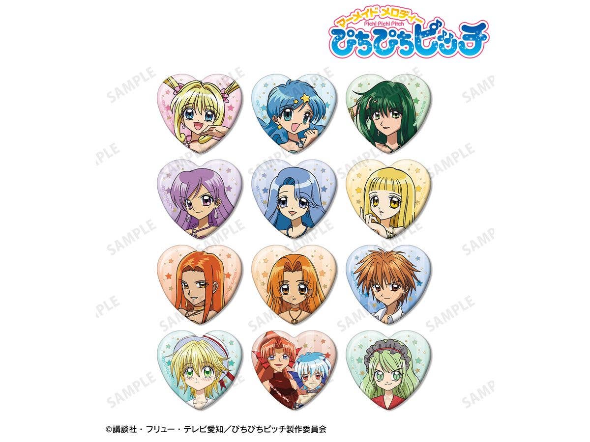 アニメ ぴちぴちピッチ: トレーディングハート型缶バッジ 1Box 12pcs