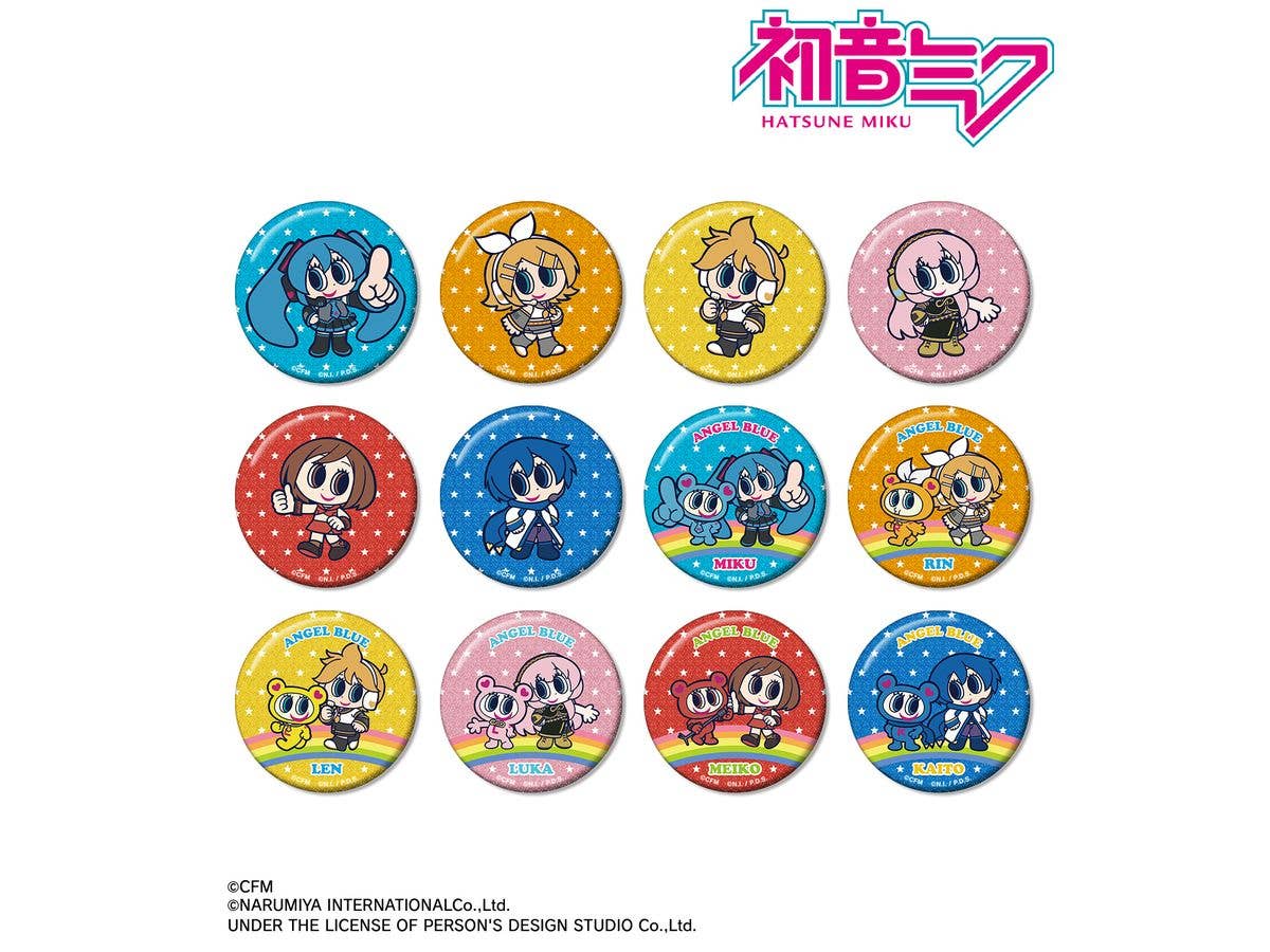 初音ミク: ANGEL BLUEコラボ 描き起こし トレーディンググリッター缶バッジ 1Box 12pcs