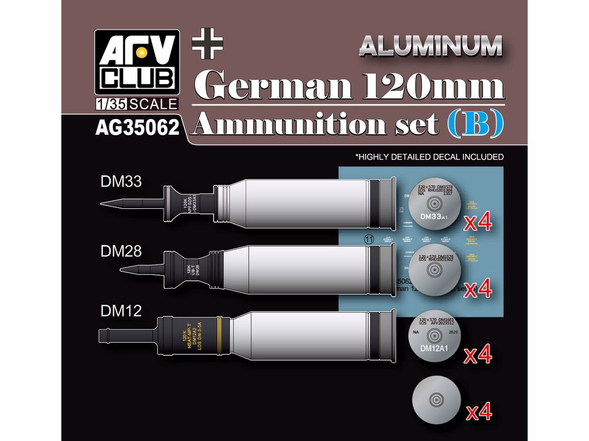 1/35 ドイツ軍 120mm 弾薬セット(B) アルミニウム