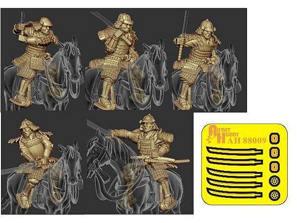 1/72 戦国時代 (日本) 騎馬武者 (刀) (5体セット・エッチングパーツ付)