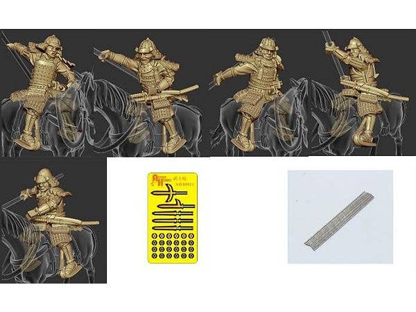 1/72 戦国時代 (日本) 騎馬武者 (槍) (5体セット・エッチングパーツ付)