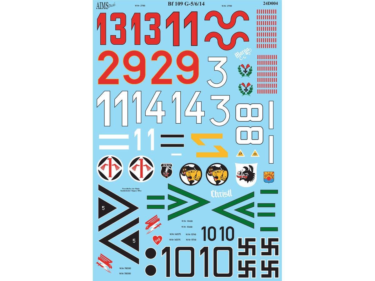 1/24 Bf109G-5/6/8 デカール
