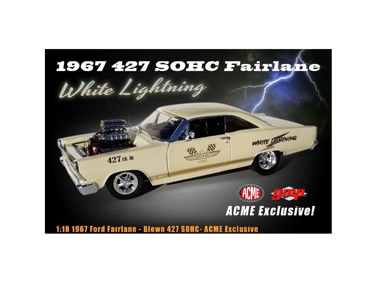 1/18 ACME Exclusive GMP 1967 Ford Fairlane Drag Car - White Lightning