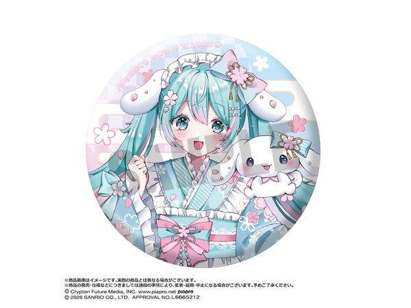 初音ミク x シナモロール 夢桜ver. BIGホログラム缶バッジ