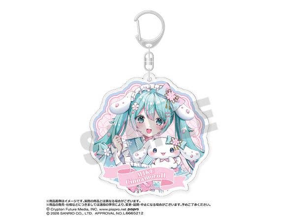 初音ミク x シナモロール 夢桜ver. BIGラウンドアクリルキーホルダー A