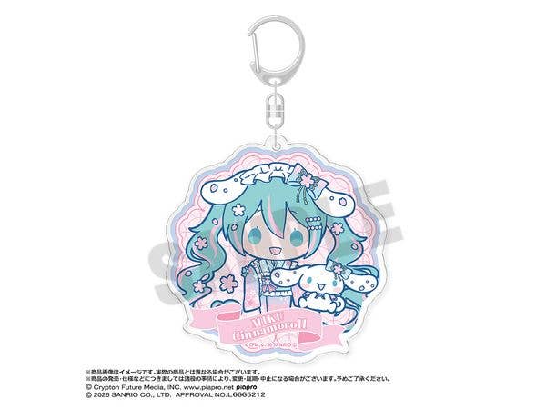 初音ミク x シナモロール 夢桜ver. BIGラウンドアクリルキーホルダー B