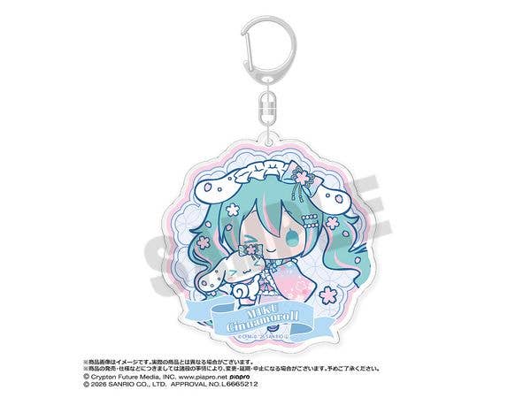 初音ミク x シナモロール 夢桜ver. BIGラウンドアクリルキーホルダー C