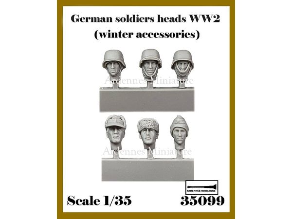 1/35 WWII ドイツ スペアヘッドセット 冬季装備の兵士(6個入)