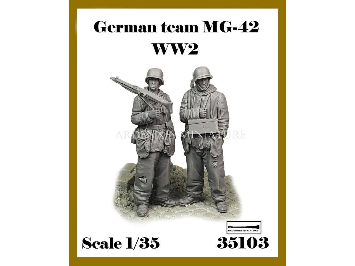 1/35 WWII ドイツ 冬季装備のMG42機関銃チームセット(2体入)
