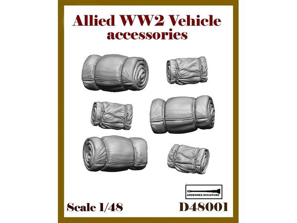 1/48 WWII 連合軍車両用アクセサリー 丸めた毛布/キャンバスシートセット(6個入)