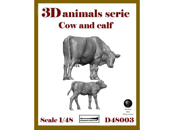 1/48 ジオラマアクセサリー 3D動物シリーズ 乳牛と子牛(2個入)