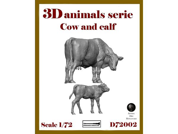 1/72 ジオラマアクセサリー 3D動物シリーズ 乳牛と子牛(2個入)