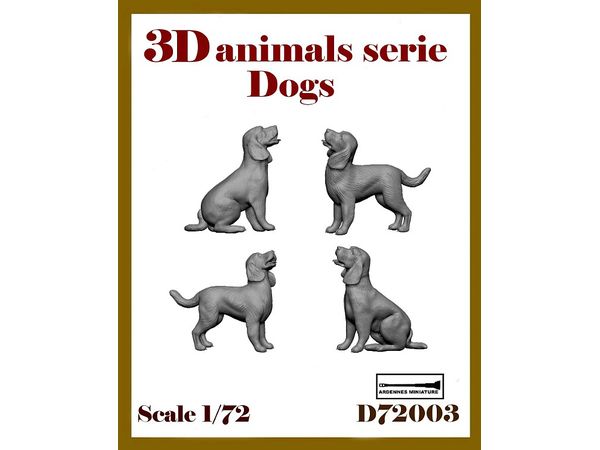 1/72 ジオラマアクセサリー 3D動物シリーズ イヌ(4個入)