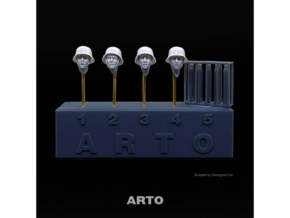 1/35 WW.II ドイツ 5cm Pak 38クルー用頭部w/アクセサリー (頭部4点 + アクセサリー) (タミヤ35392用)