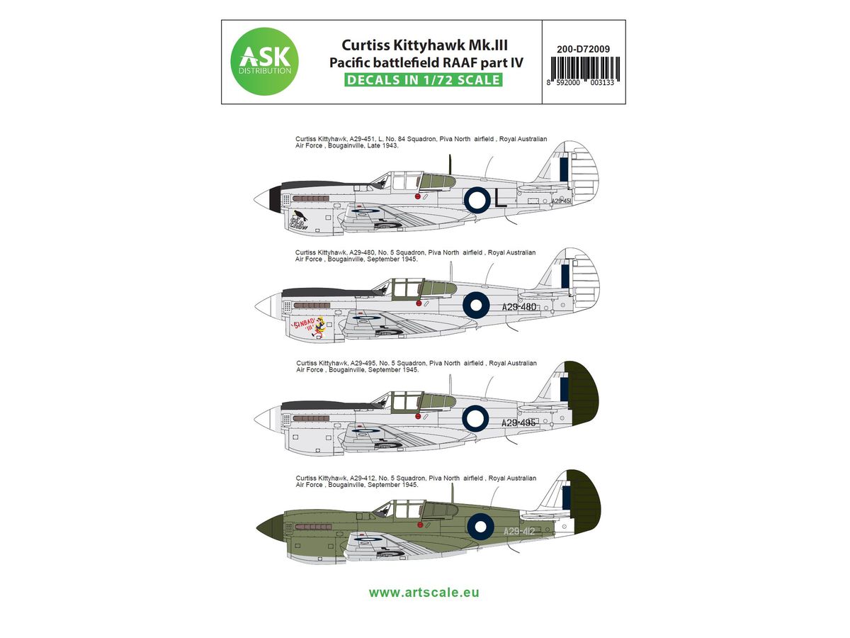 1/72 カーチス キティホーク Mk.III オーストラリア空軍 パート4 デカール