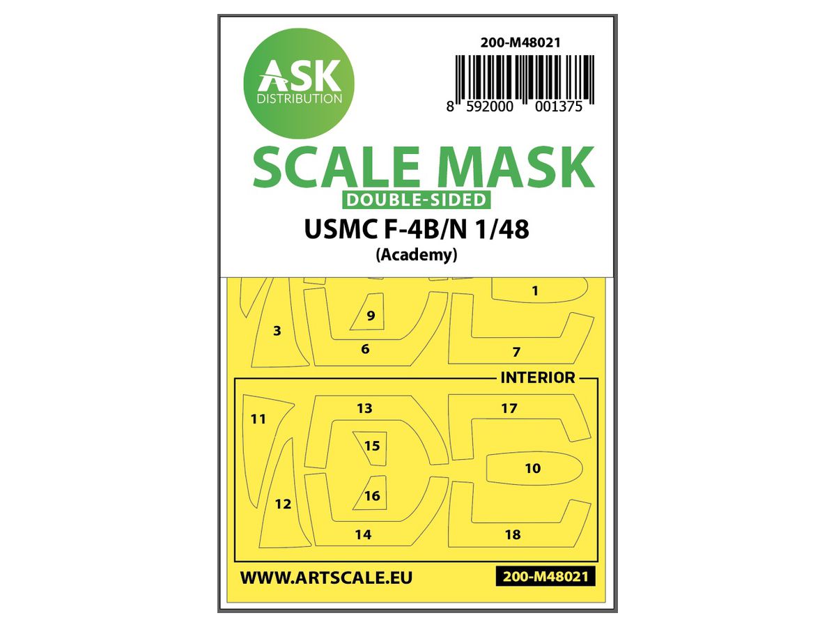 1/48 F-4B/N ファントムII 両面塗装マスクシール(アカデミー用)