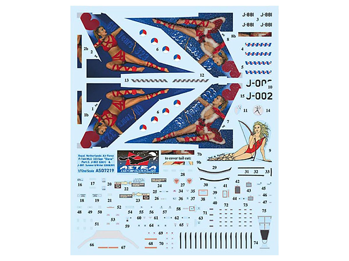1/48 オランダ空軍 F-16A 323飛行隊 60周年特別塗装機 Diana デカール