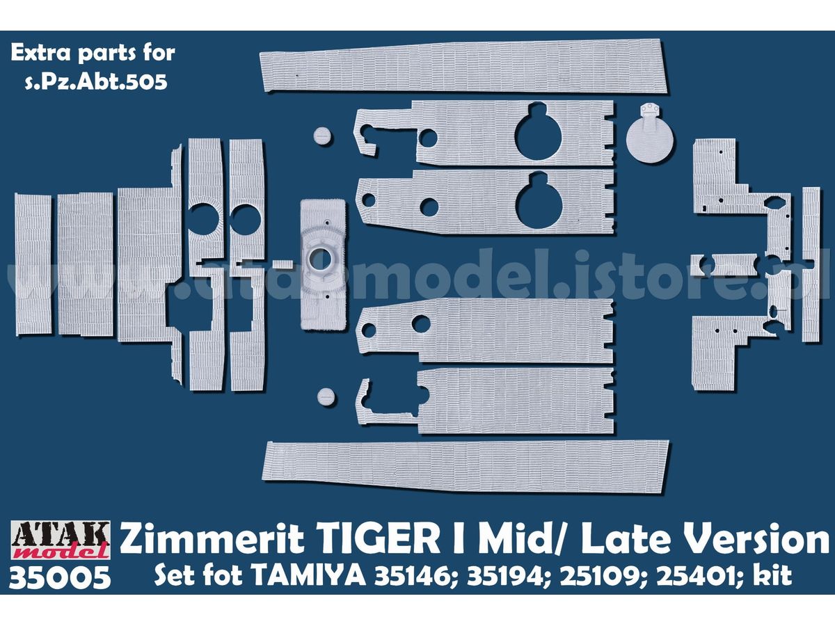 1/35 WWII ドイツ タイガーI重戦車 中期生産型/後期生産型用ツィンメリットセット (タミヤ35146/35194/25109/25401用)