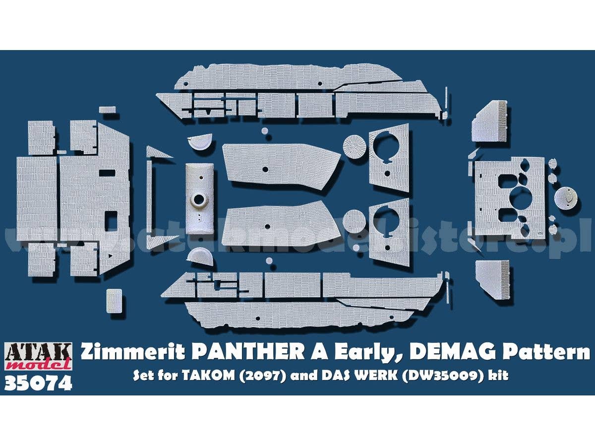 1/35 WWII ドイツ パンサー戦車A型 前期型 デマーク社製用ツィンメリットセット (タコム2097/ダスヴェルクDW35009用)