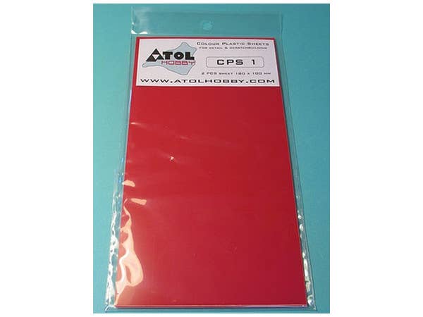 1.0mm プラ板 (赤) 180x100mm 2枚入り