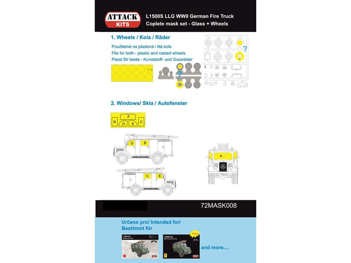 1/72 L1500S 消防車塗装マスクシール (アタック用)