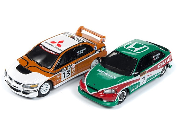 1/64 JL 2004 MITSUBISHI LANCER EVO & 2000 HONDA CIVIC