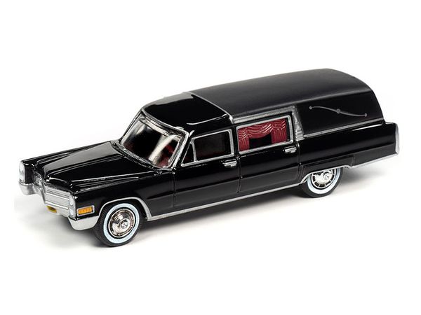 1/64 JOHNNY LIGHTNING 1966 Cadillac Hearse in Black