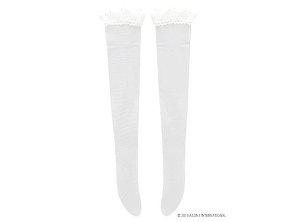 AZO2 レースニーハイストッキング ホワイト