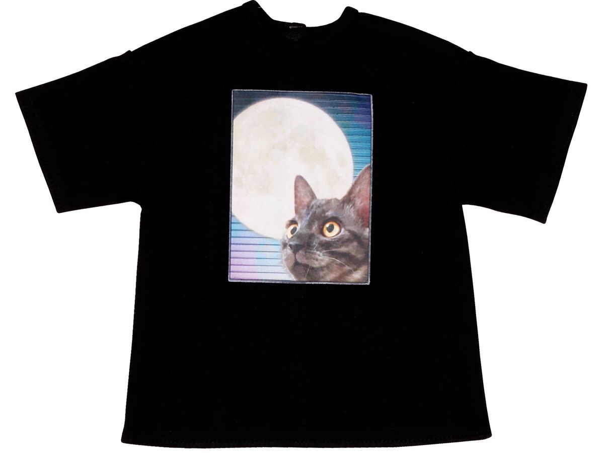 1/3 AZO2 ビッグシルエットTシャツ Photo art ブラック x 黒猫