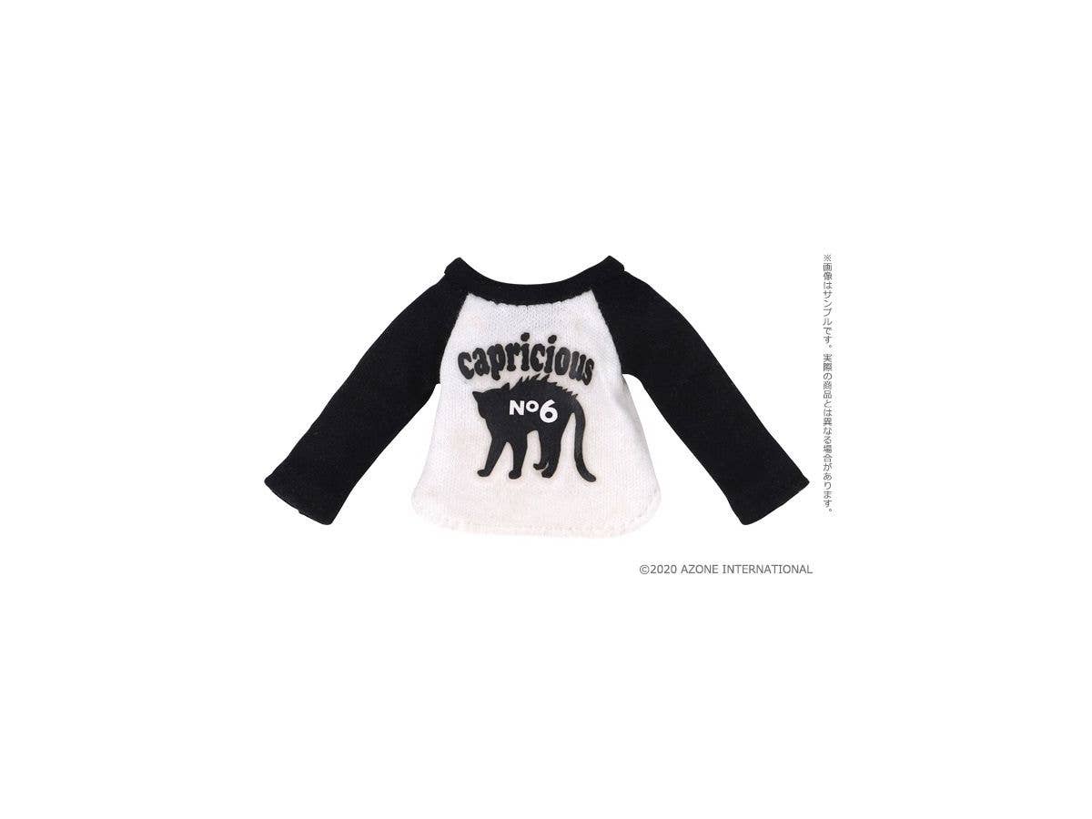 1/12 にゃんこラグランTシャツ ブラック X ホワイト